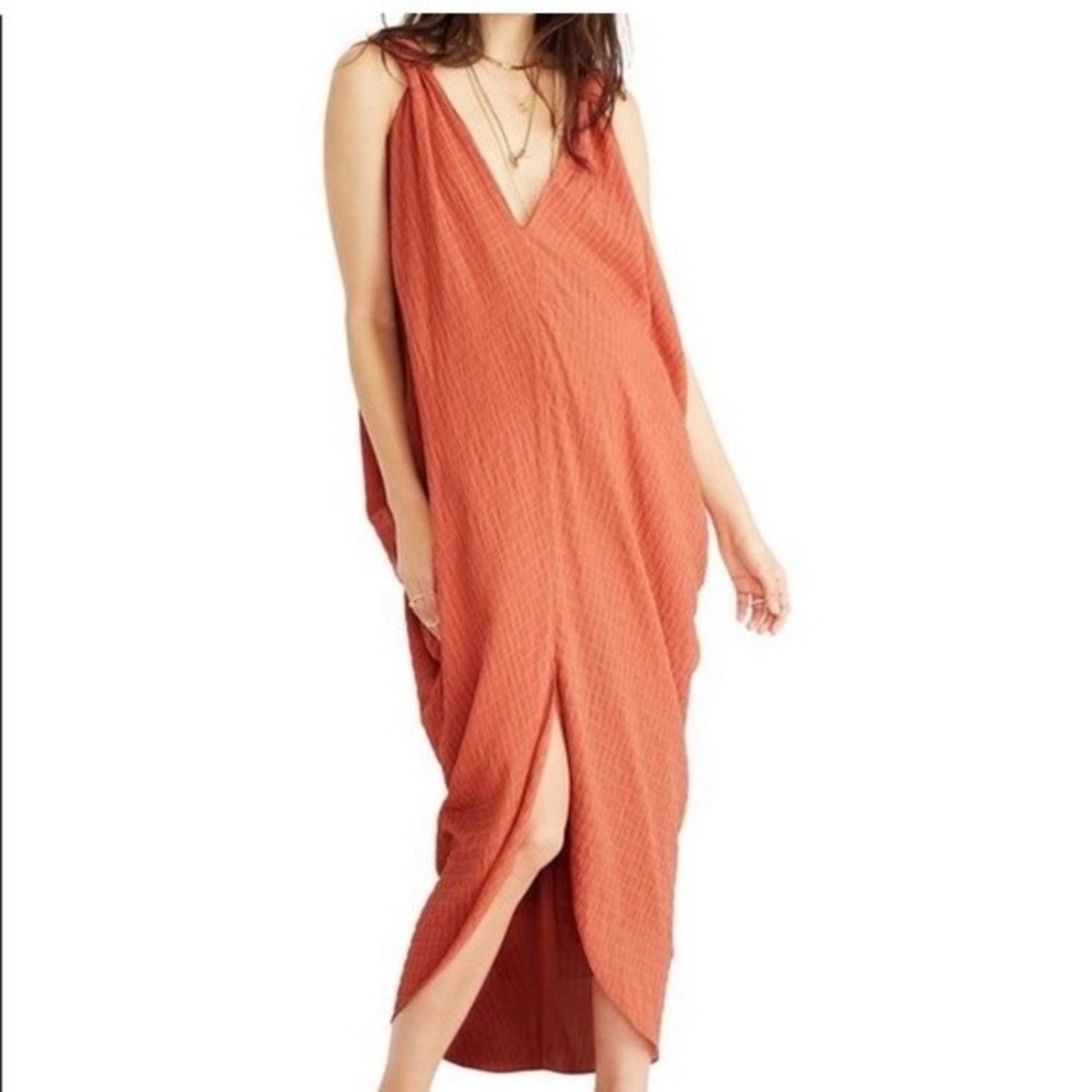 Hatch Women's Midi Dress in Rust Orange
